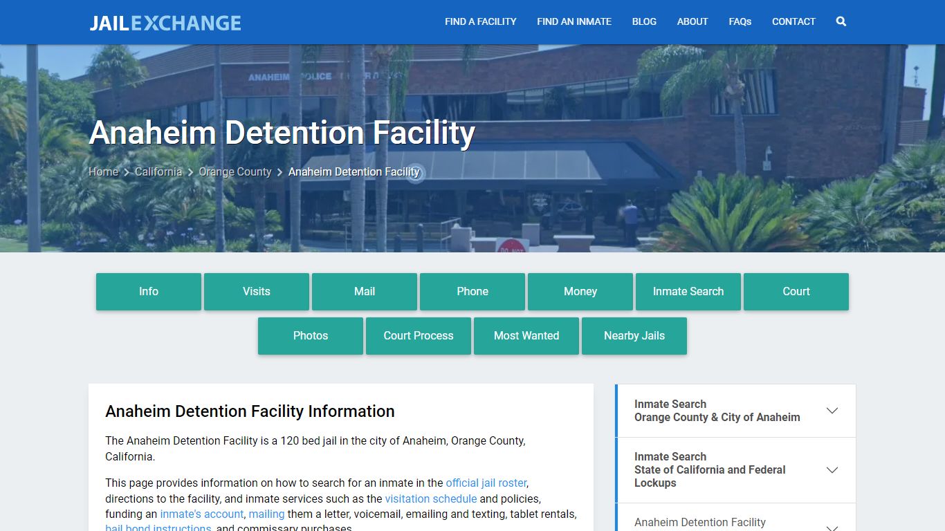 Anaheim Detention Facility, CA Inmate Search, Information - Jail Exchange
